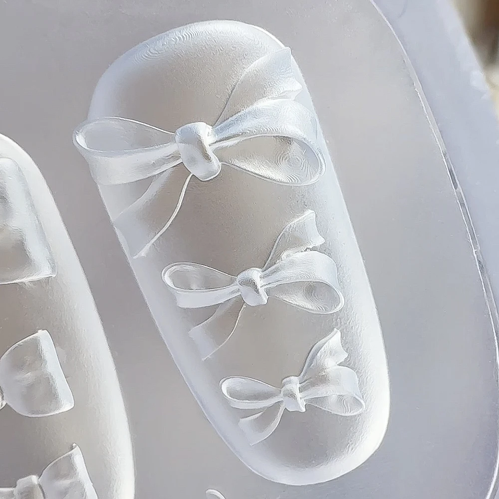 ثلاثية الأبعاد Bowknot السحر مسمار الفن قالب من السيليكون Kawaii الرجعية الشريط القوس مسمار الديكور مسمار نحت قالب شفاف مانيكير MoldTool #6