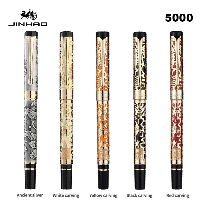 jinhao luxo metal fountain pen dragao textura carving pen executivo caneta de tinta escrita escritorio e escola papelaria suprimentos 5000 01