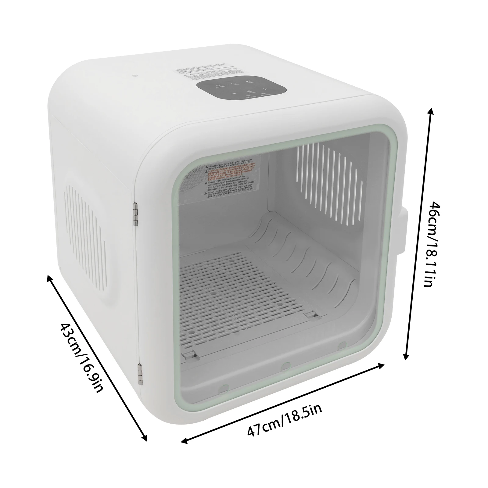 Droogbox Droogapparaat Huisdierhaardroger 62L Geüpgradede ABS Gehard Glas 800W Instelbare Tijd & Temperatuur Honden- en Kattenverzorging EU Standaard