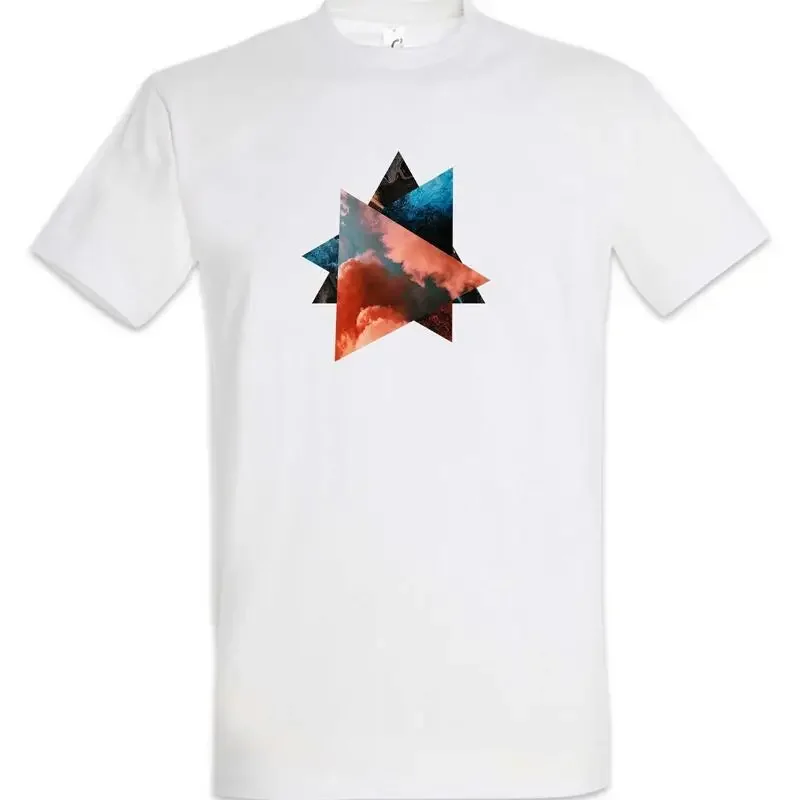Abstract Triangles T Shirt Random Art Colourful Forms Shape Old School