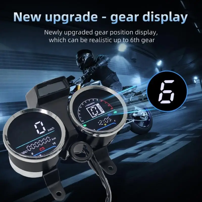 G7NA Wasserdichter Motorrad-Armaturenbrett-Cluster-Kilometerzähler, Geschwindigkeits-Cluster-Drehzahlmesser mit großem für – Detail 4