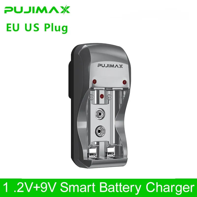 PUJIMAX 4-gniazdowa inteligentna ładowarka 9 V Aaa AA NiMH Akumulator NiCd Adapter 1,2 V AA AAA Ładowarka 9 V do 2A 3A