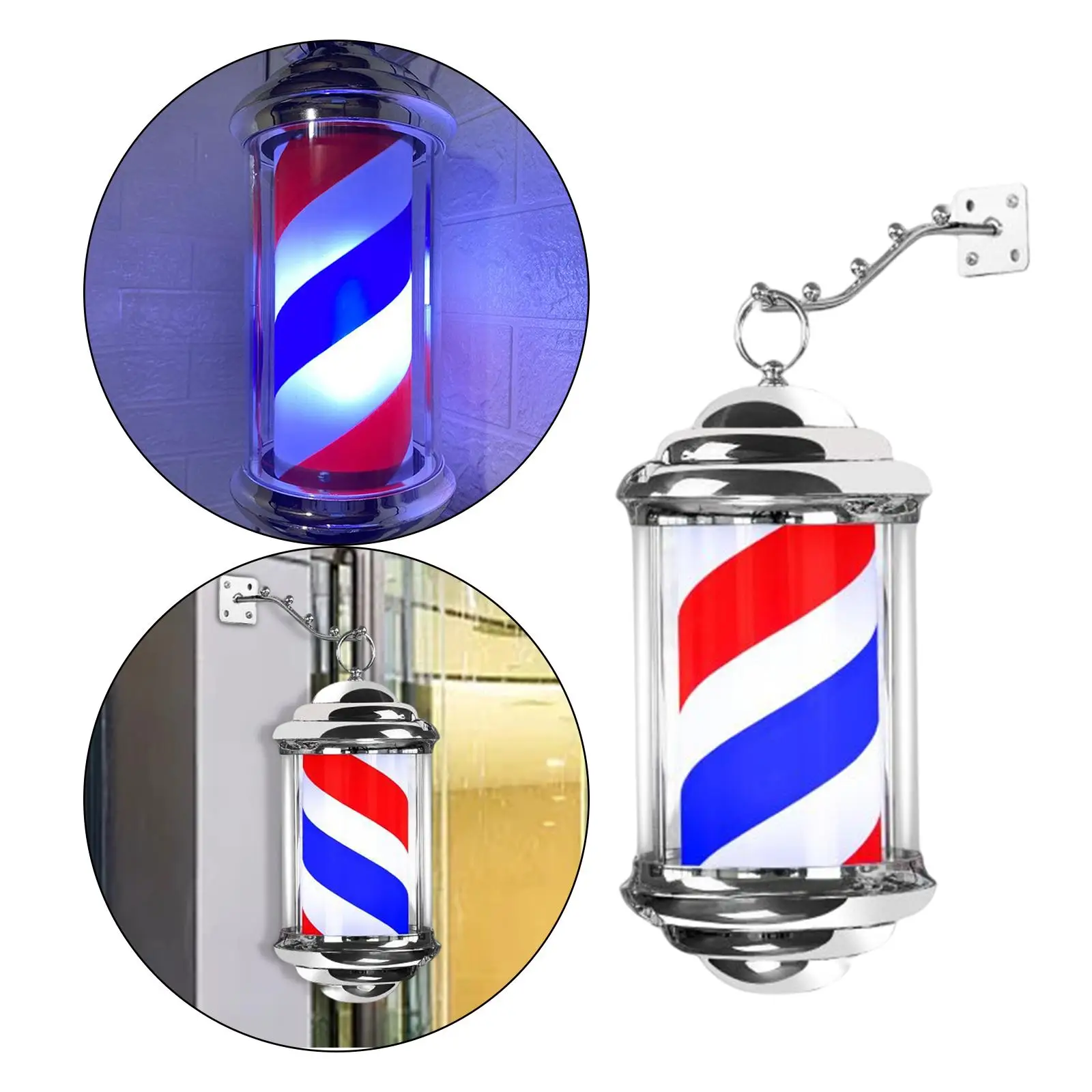 Barber Shop Pole Light Stripe Rotating Hair Salon Shop Sign for Outdoor EU PLUG