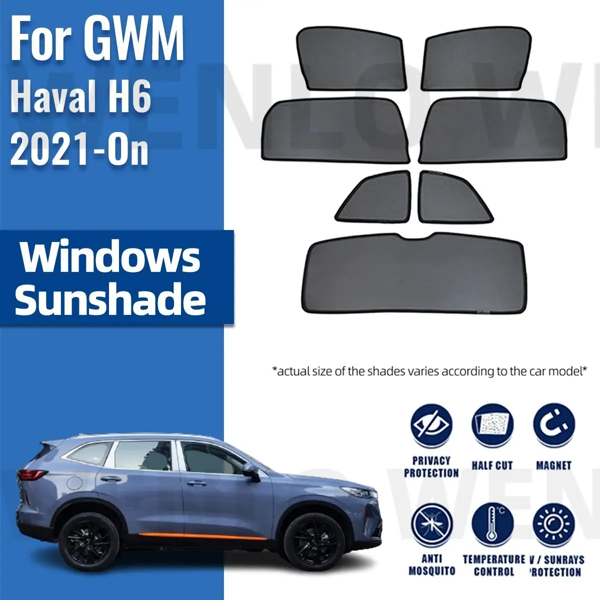 For GWM Haval H6 2021 2022 2023 2024 Magnetic Car Sunshade Visor Front Windshield Frame Curtain Baby Rear Side Window Sun Shade