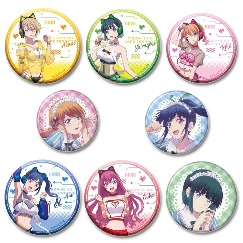 Новинка, эмалированный круглый значок Megami No Cafe с террасной фотографией Hououji Shiragiku Ono, ручная работа, аксессуары для ювелирных изделий, подарков
