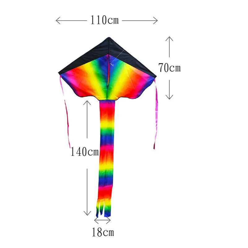 Gradient Rainbow Polyester Kite Easy to Fly Outdoor Fun Sports Beach Triangle Kite Beginners Kids Children Adults Toys Kite Gift