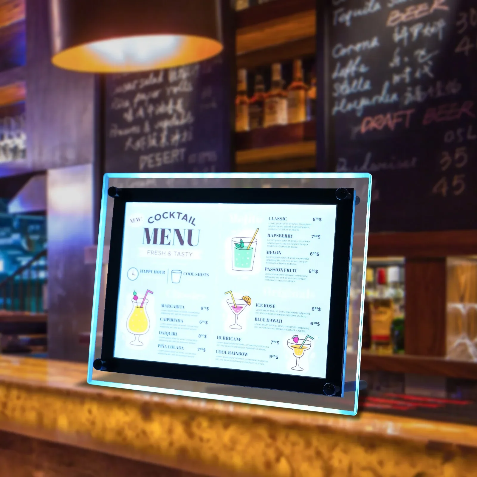 

A4 Size 17"x11" Commercial LED Light Box - Backlit Menu Board for Restaurants, Illuminated Advertising Sign