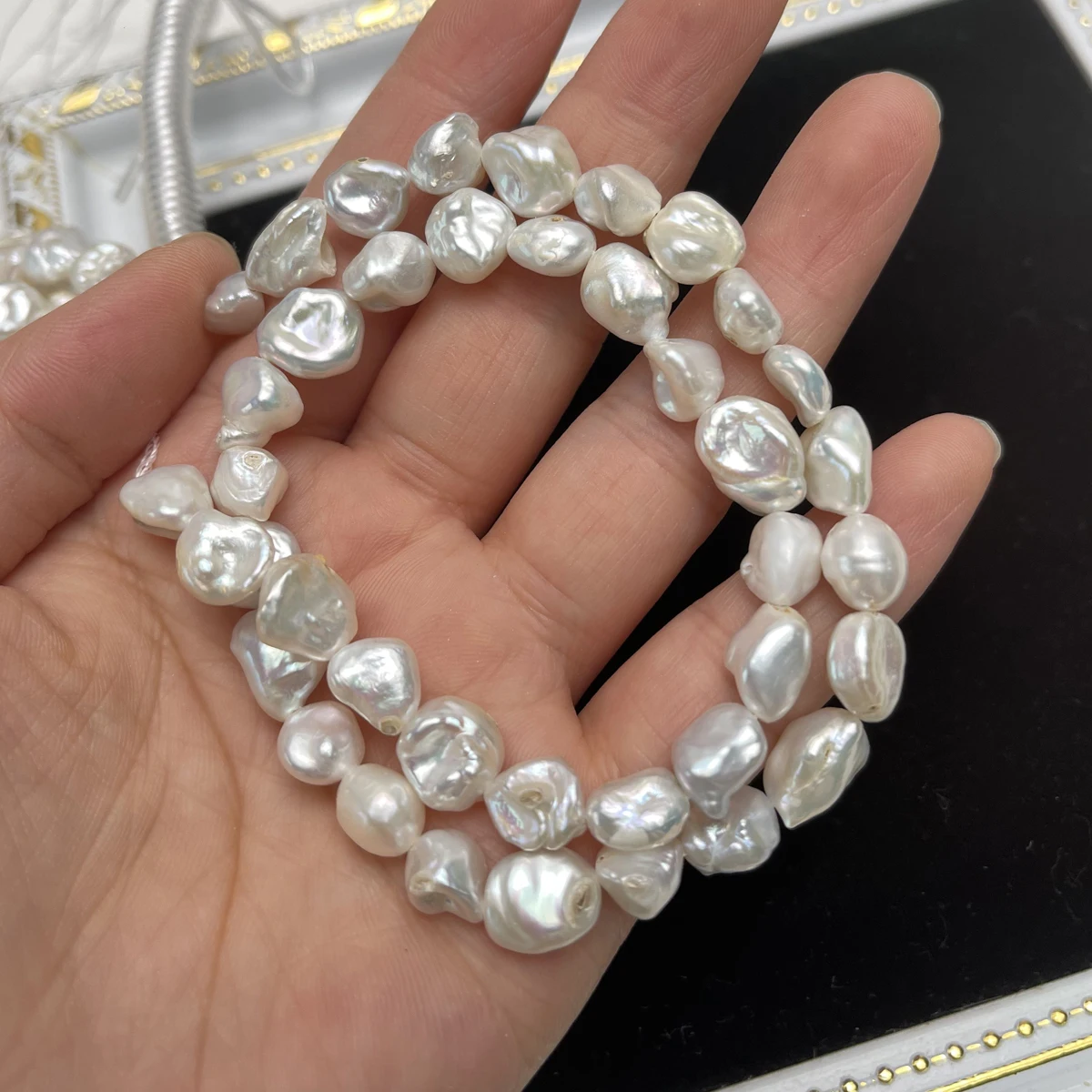 

7-9mm Natural Freshwater Irregular White Baroque Bead Jewelry Make DIY Necklace Earring Bracelet Accessory Women Gift Wholesale