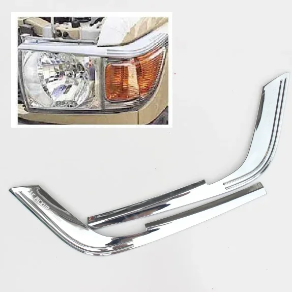 Chrome Front Lamp Headlight Brow Trims For    Land Cruiser 76 LC70 LC71 LC76 LC77 LC79 Accessories