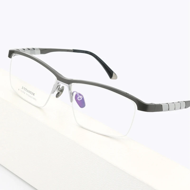 

Pure Titanium Large Size Business Glasses Frames Men Ultralight Eyewear Half Frame Handmade Eyeglasses Half-Rim Spectacles