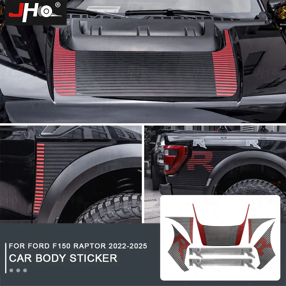 

JHO Raptor R Sticker Sport Bed Side Mud Splash Stripes Wrap Graphics Decal Accessories Fits 2022-2025 Ford F150 Raptor