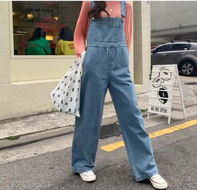 Jumpsuits Women Long Denim Strap Slim Summer All-match Vintage Womens Fashion Streetwear BF Ulzzang Leisure Simple Chic Students