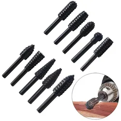 10pcs Rotary Burr Rasp Set, Carbon Steel Wood Carving File Rasp Drill Bits Fit For Rotary Tools For DIY Woodworking Wood Plastic