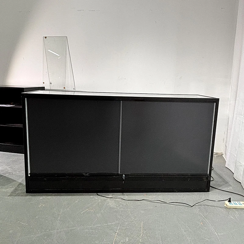 Vetrina in vetro a visione intera con luci a LED che scorre