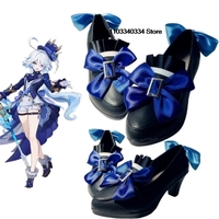 Game Genshin Impact Fontaine Furina Cosplay Shoes Boot Women Lolita Bow High Heels Halloween Masquerade Party Costume Accessorie