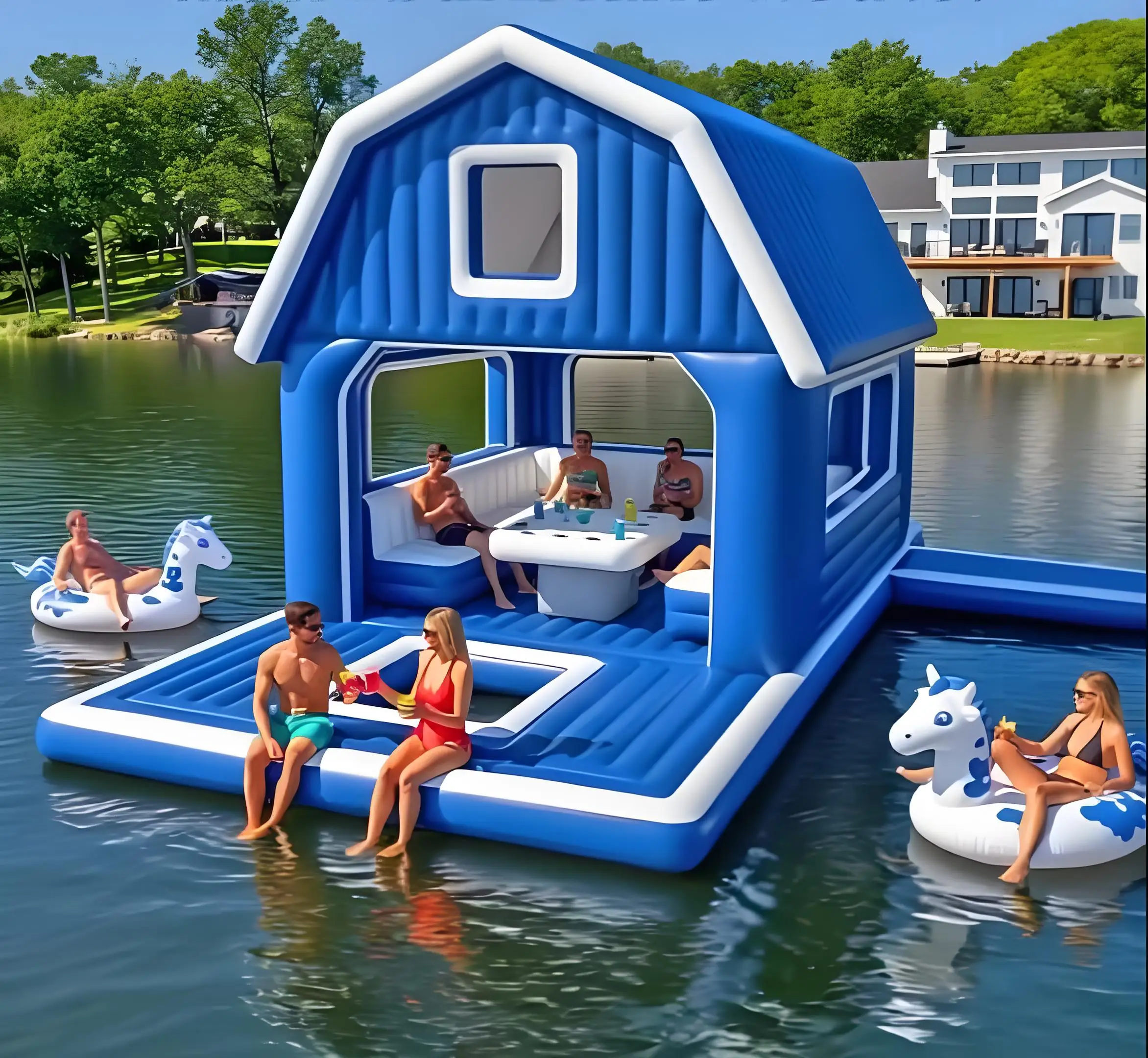 대형 호수용 풍선 플로팅 아일랜드, 다인용 파티 재미