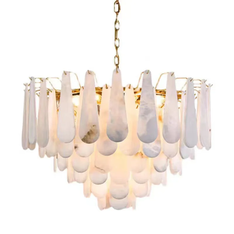 

All copper marble chandelier alabaster natural marble all copper decorative lamp