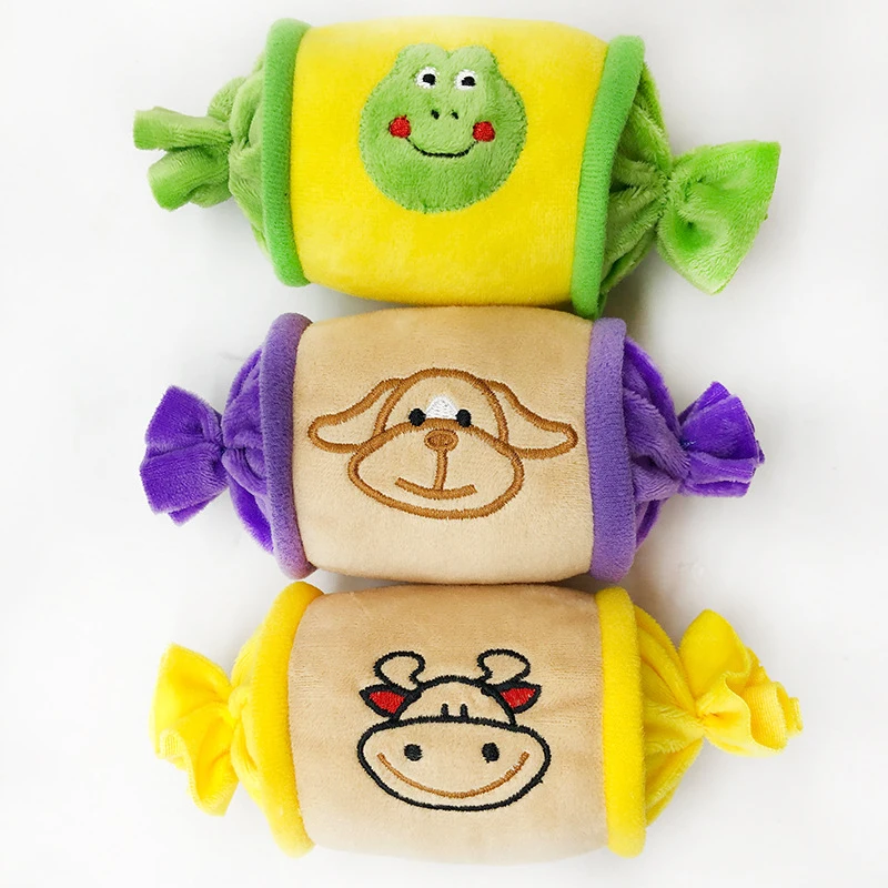 Three-color candy Pet chewing toy Dog educational interactive toy plush sound toy Dog Toy - view 2