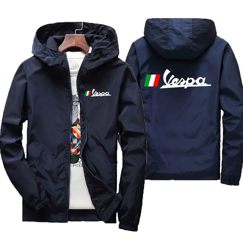 2024 Summer Vespa new bomber casual men's fashion outdoor zipper ultra-thin sports hooded sun protection clothing windbreaker ja