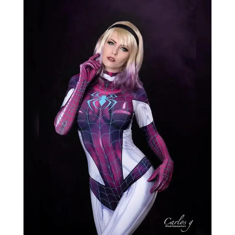 

2025 New Shiny Gwen Halloween Costume for Women, Superhero Zentai Suit for Girls and Women, Full Jumpsuit for Women ★ ★ ★ hh