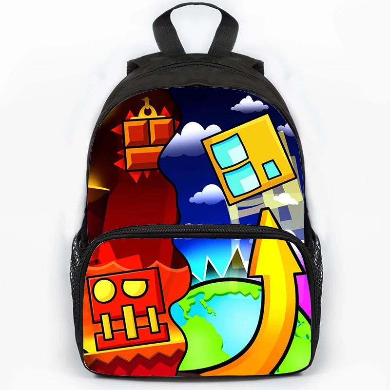 

Mochila Angry Geometry Dash Pattern Backpack Boys Girls Anime Bookbag Waterproof Travel Backpack Kids Large Capacity School Bags