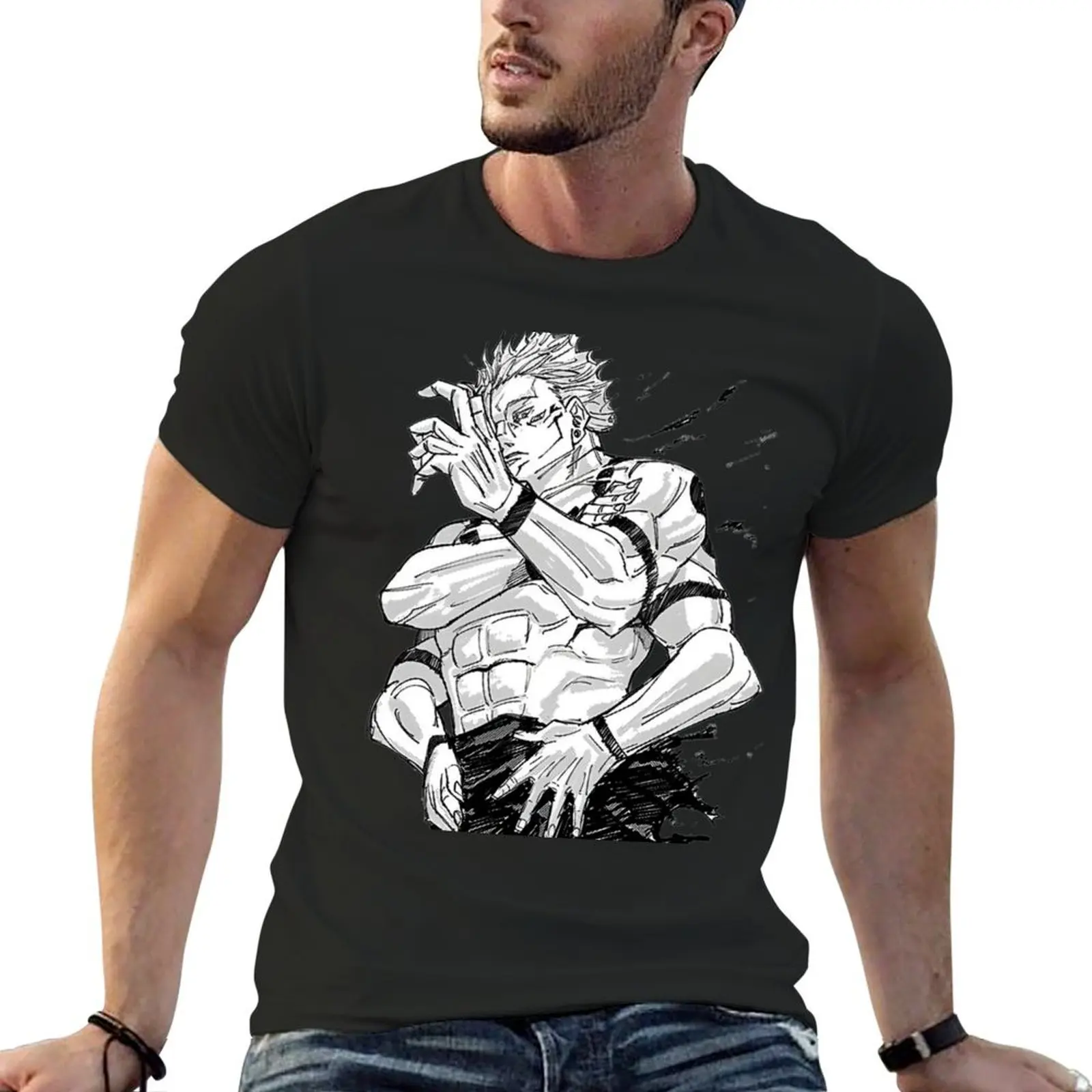 

sukuna true form manga T-Shirt basketball graphic tees boys whites funny t shirts for men