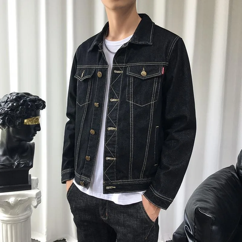 Button Lapel Male Jean Coats Branded Washed Cowgirl Fashion Lxury Outwear Designer Menswear New in Vintage Men's Denim Jacket
