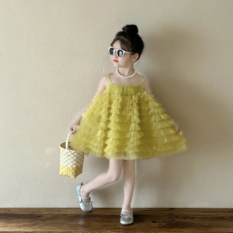 

Girls Spaghetti Strap Dress Girls Fluffy Cake Dress Princess Dress for Girl Kids Dresses for Girls Summer Dresses Ropa De Niña