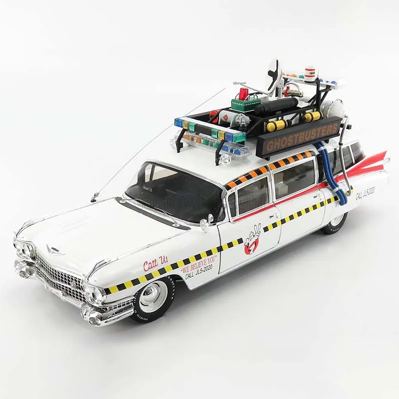 

1:18 Scale Fine Version Elite Ghostbusterss Ecto Car Model Metal Diecast Vehicle Toy for Adult Collection Gifts Souvenir