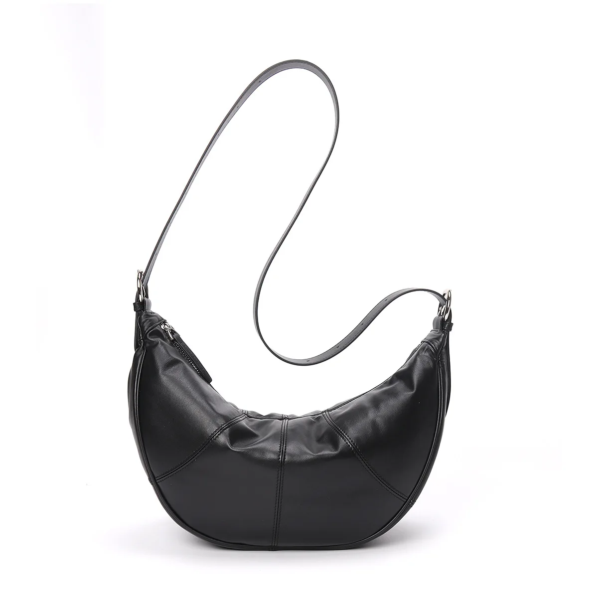 

Doris Fanny Minimalism Style Women Leather Saddle Bag Shoulder Underarm Puse Black Pouch 2024 New Shoulder Bags