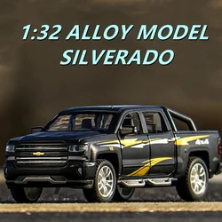 1:32 Chevrolet Silverado Pickup Alloy Car Model Diecast Metal Toy Vehicles Car Model Simulation Sound Light Collection Kids Gift