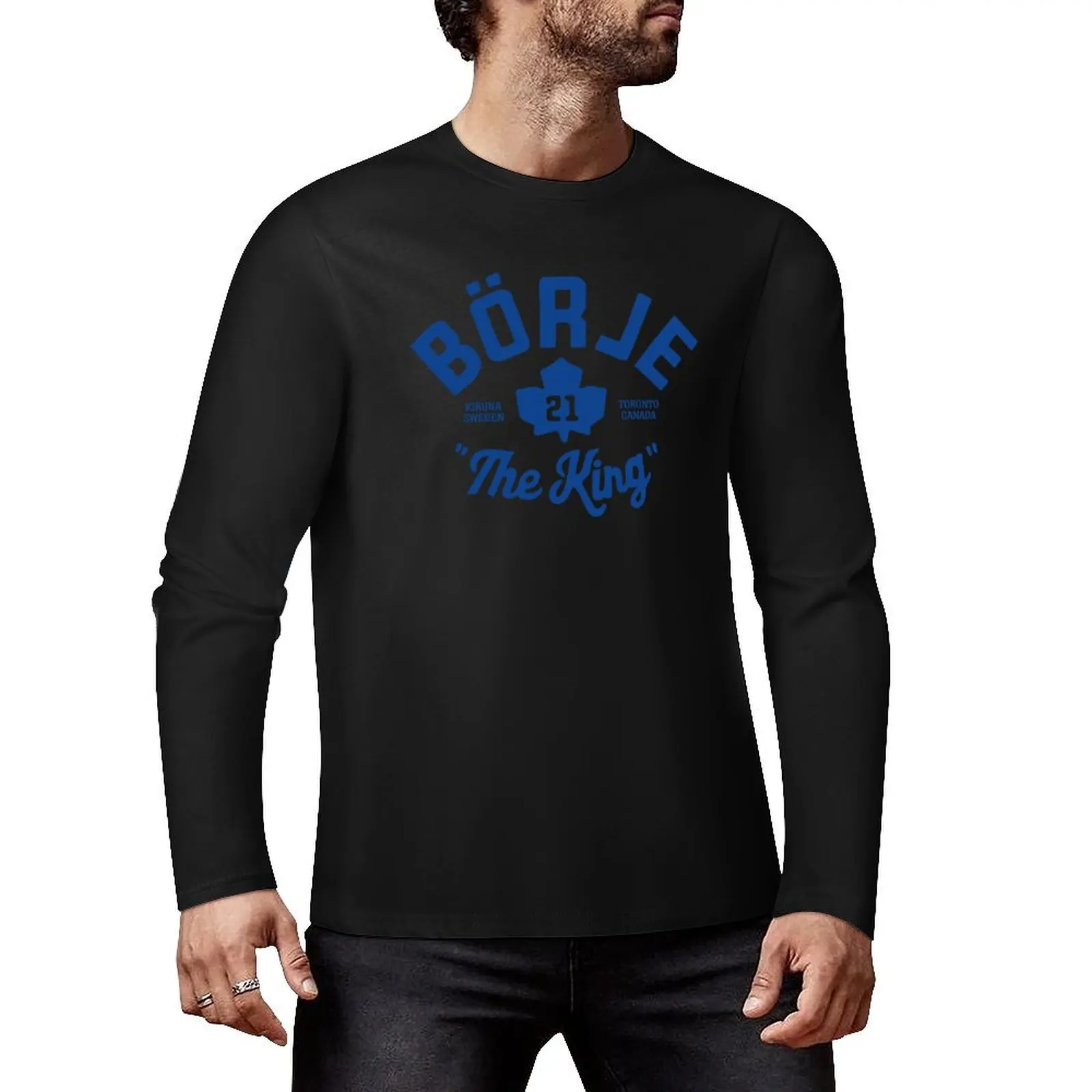 B?rje [blue text] (All profits to ALSCanada) Long T-Shirt custom t shirt funny t shirts men clothing