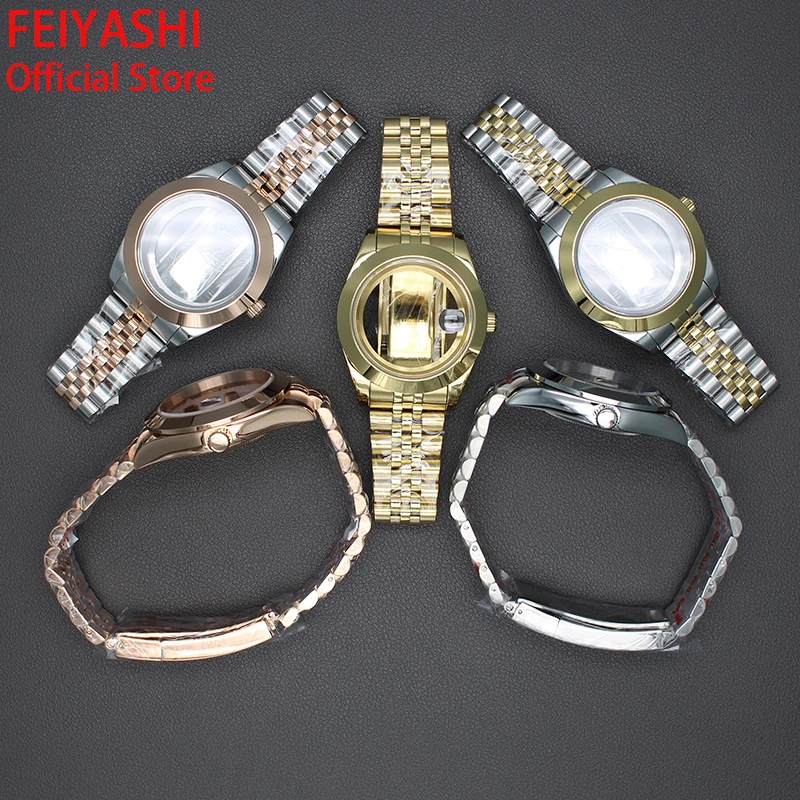 36 mm/40 mm abgeschrägtes Uhrengehäuse und Präsidentenarmband für Seiko NH35 NH36 NH38 NH34 Miyota8215 Uhrwerk 28,5 mm Zifferblattteile Air-King