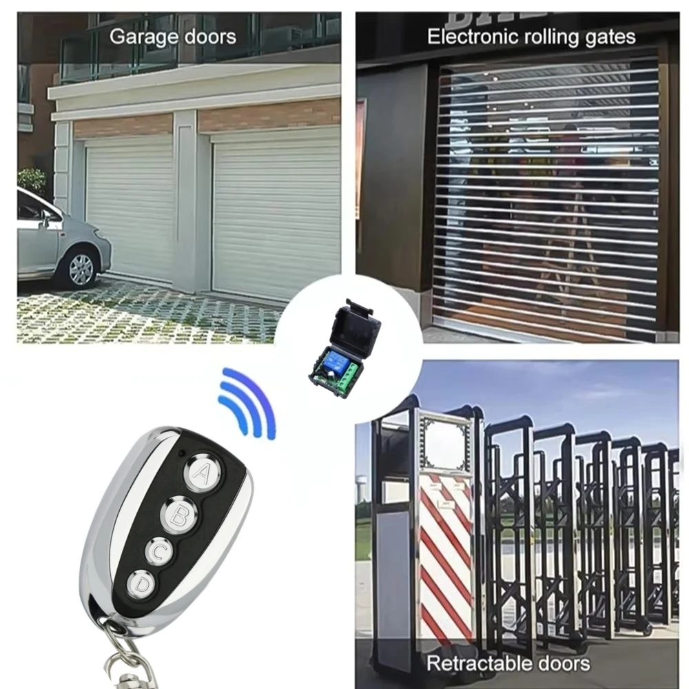 Беспроводной переключатель постоянного тока 12 В, мини-релейный модуль, RF 433 МГц, релейный приемник, 4-канальный передатчик дистанционного управления для гаража, мотор для штор, свет