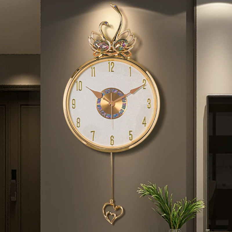 Luxury Hands Nordic Wall Clock Retro Design Silent Large Queen Wall Clock With Pendulum Living Room Reloj De Pared Home Decor