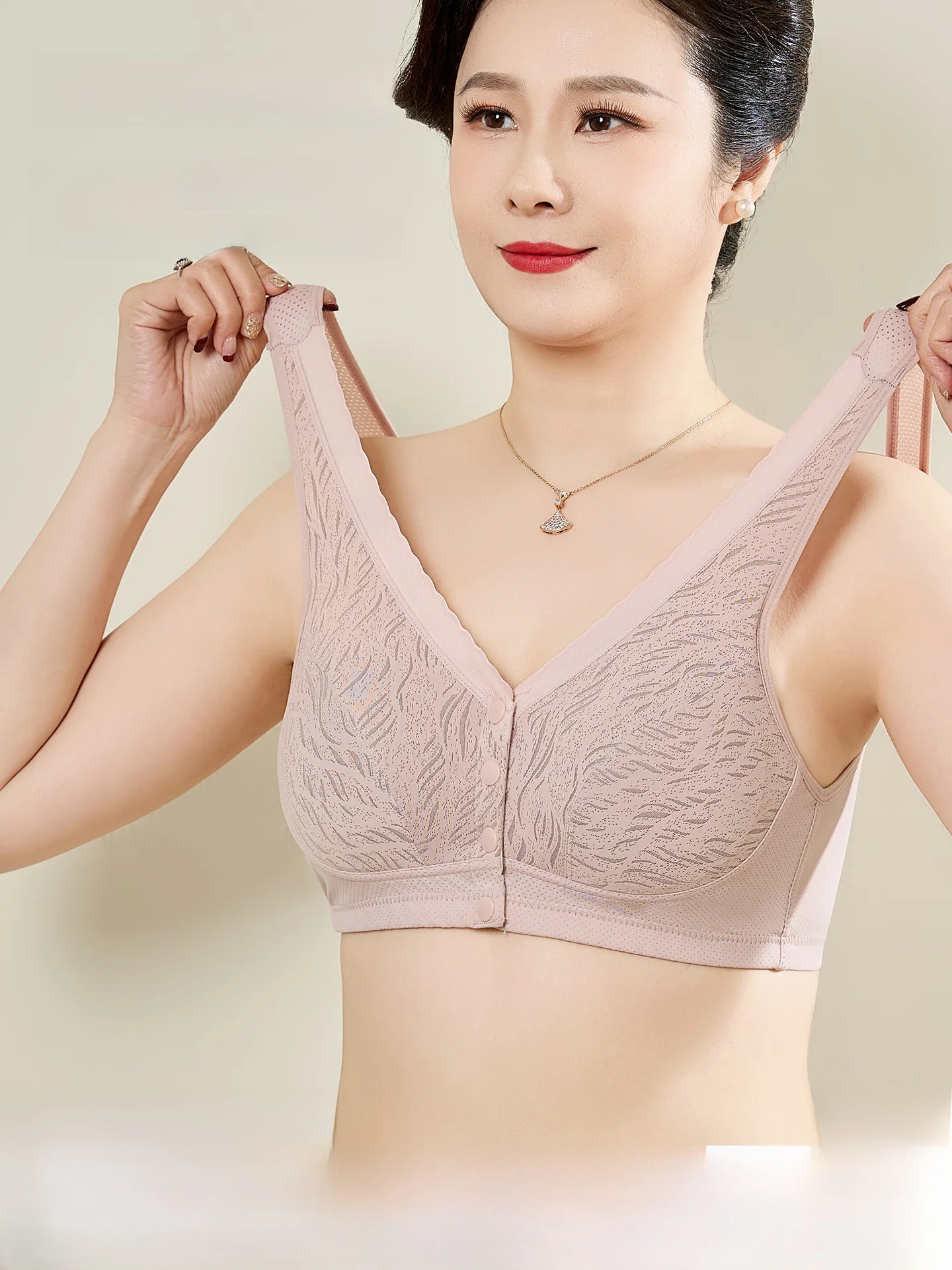 Pure Cotton Maternity Bra for Women No Steel Ring Vest Style Gather Middle Aged And Elderly Auxiliary Breast Collection Front...
