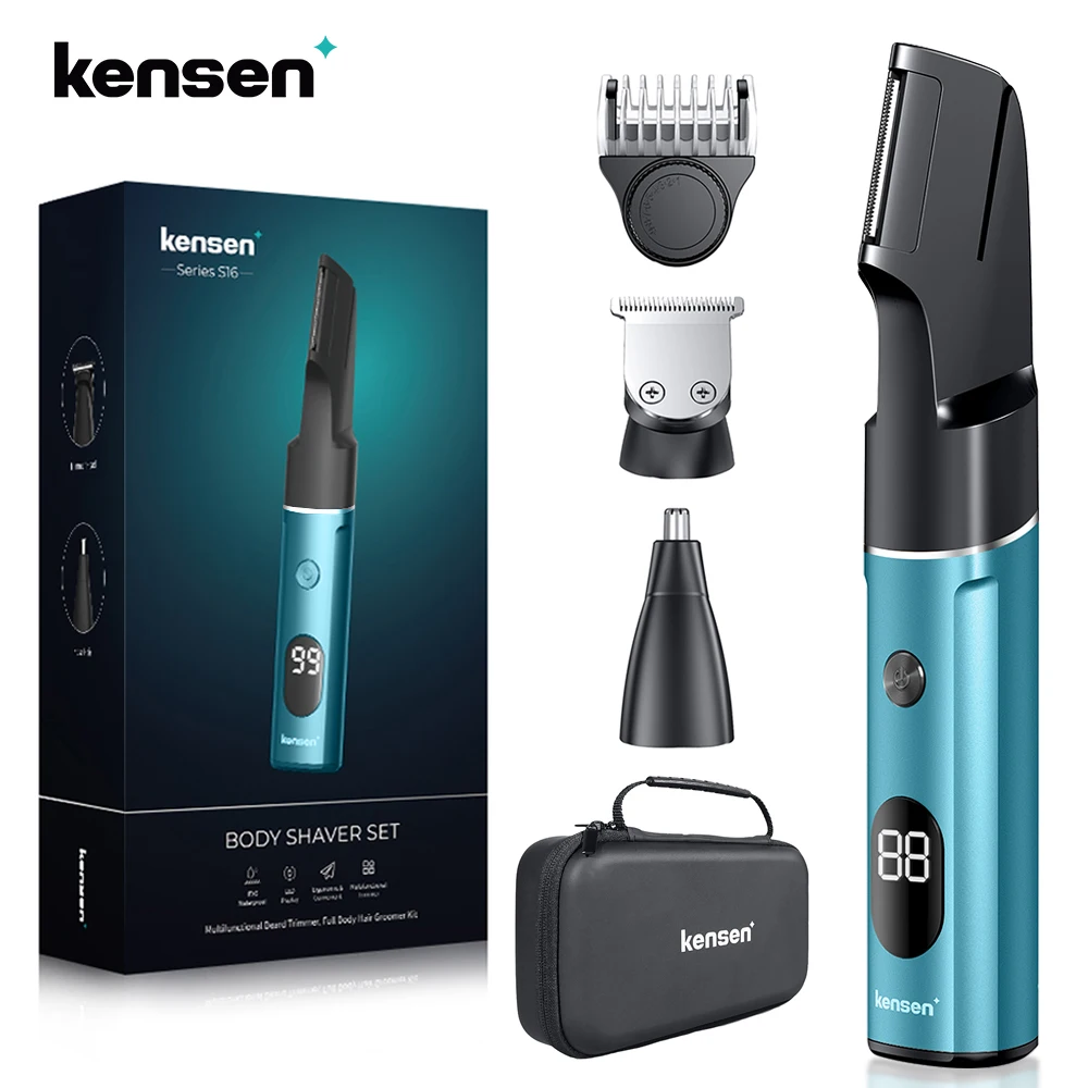 Ksen-S16 Professional 3 em 1 Body Hair Removal Kits para Homens, Máquina De Corte De Cabelo, Barba Barbeador, Impermeável Electric Hair Clipper