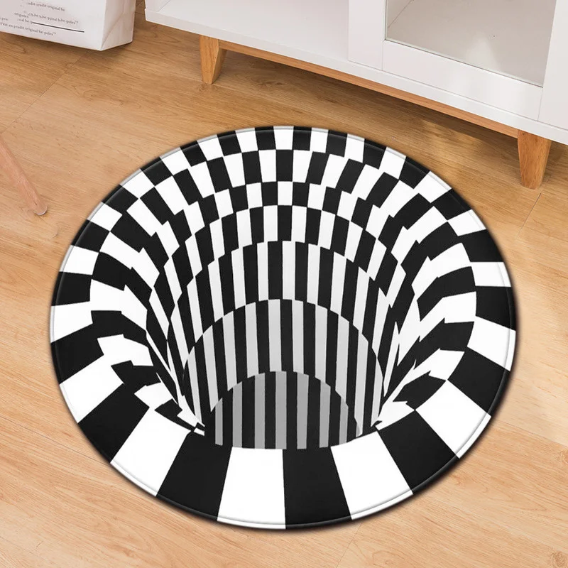 3D Vortex Illusion round carpet Trap Effect stampa tappeto per soggiorno camera da letto moderna Home Decor tappetino antiscivolo