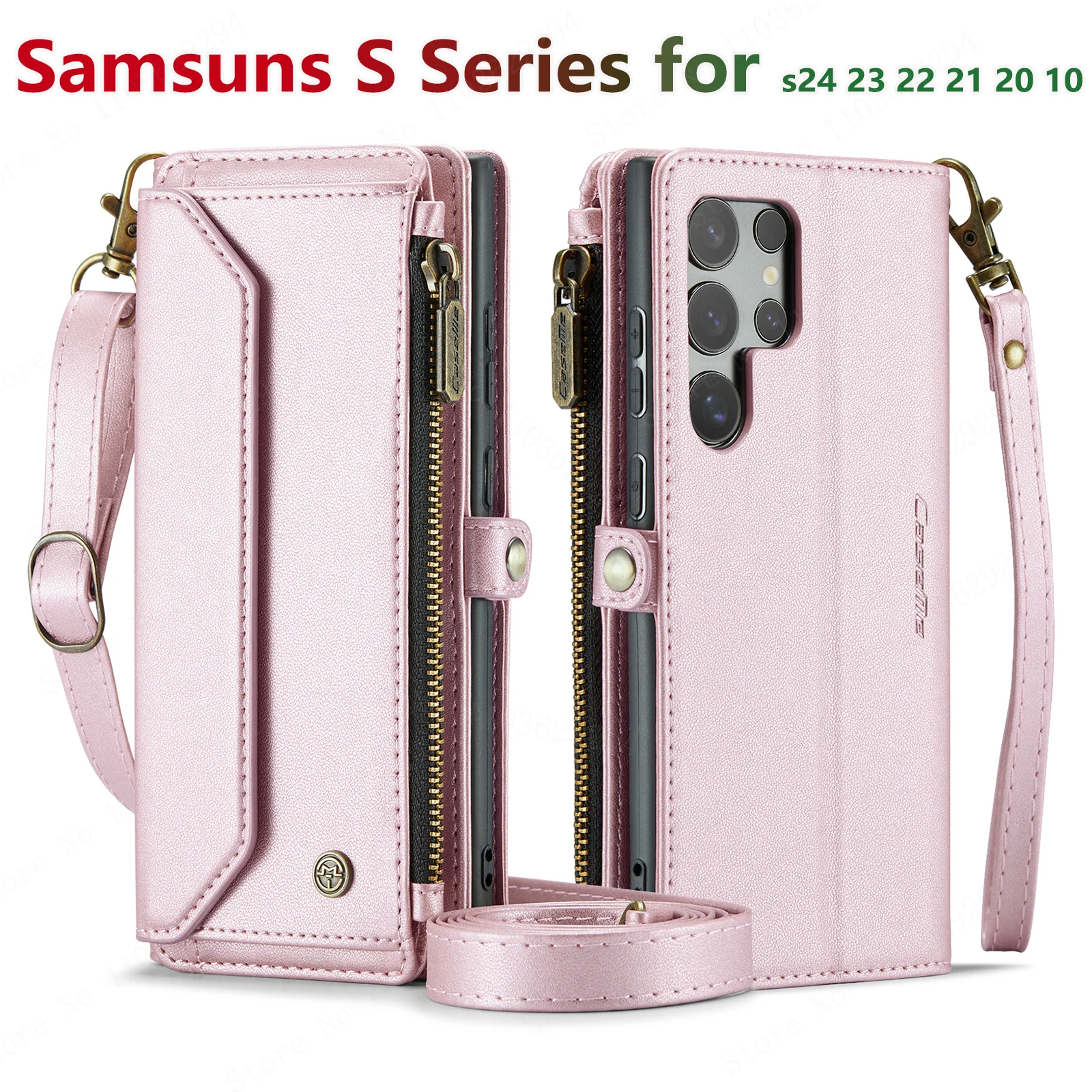 Portafoglio porta carte di credito in pelle CaseMe, Cover Mobile a tracolla, adatto per Samsung Galaxy S24, S23, S22, S21, S20, S10, S24 Ultra