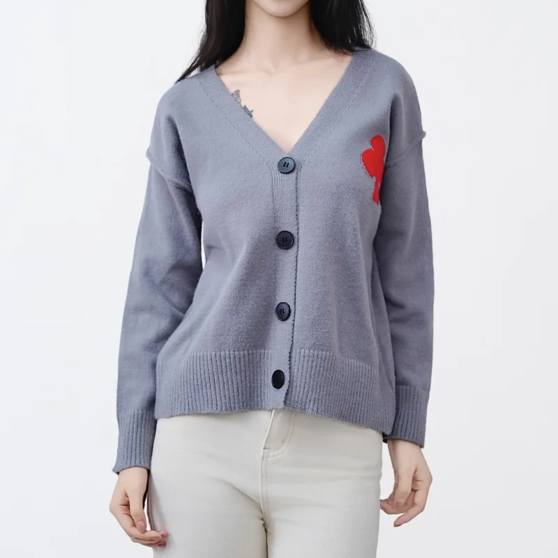 

New Japanese Fashion Constrast Color Flower Design Cardigan Y2k Harajuku Buttons Casual Sweaters High Street Lazy Women Clothes