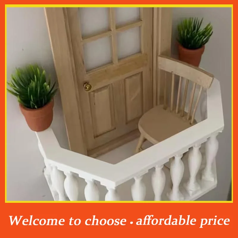 #Dollhouse Miniature Balcony With European Railing For Collector DIY Mini Home Scene Display Setup