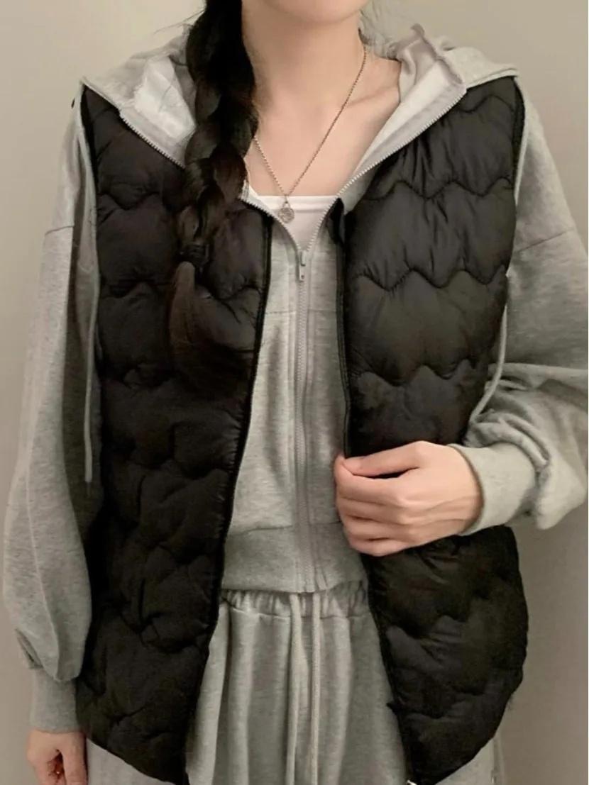 

Korean Sle Lightweight Wave Design Women's Vest Winter Inner Wear Faionable oulder Pad Warm Cotton Jaet Vest