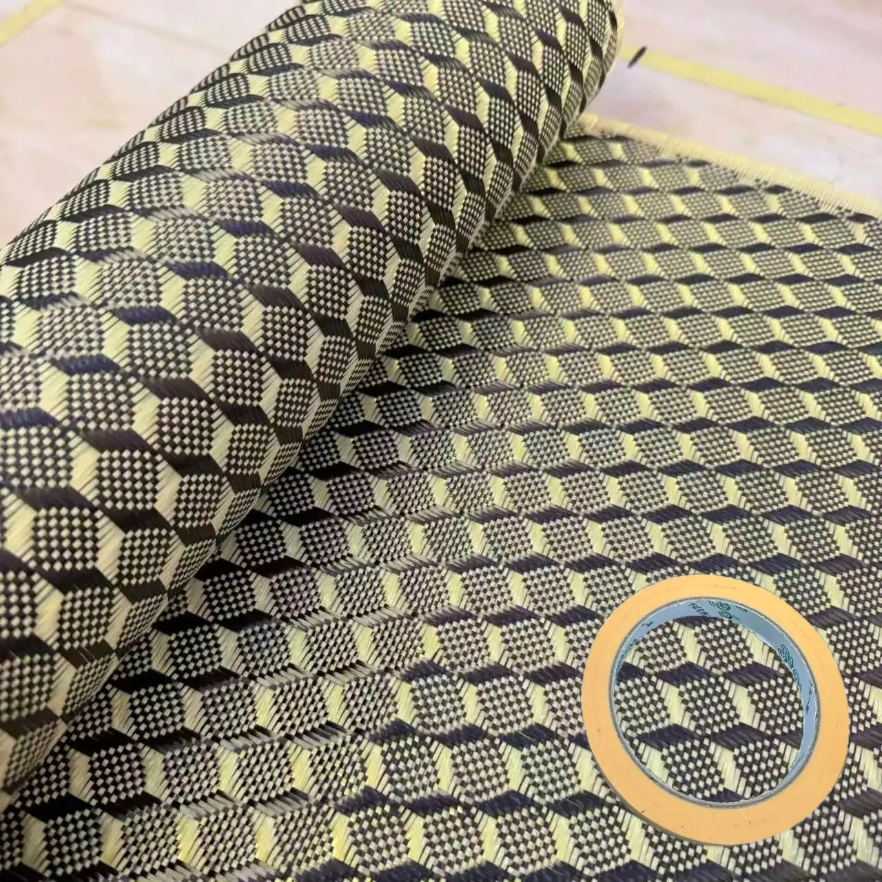 

Real Carbon Fiber Jacquard Cloth Fabric 3K 240gsm 2x2 3D three-dimensional space pattern Effect 20" / 50cm width