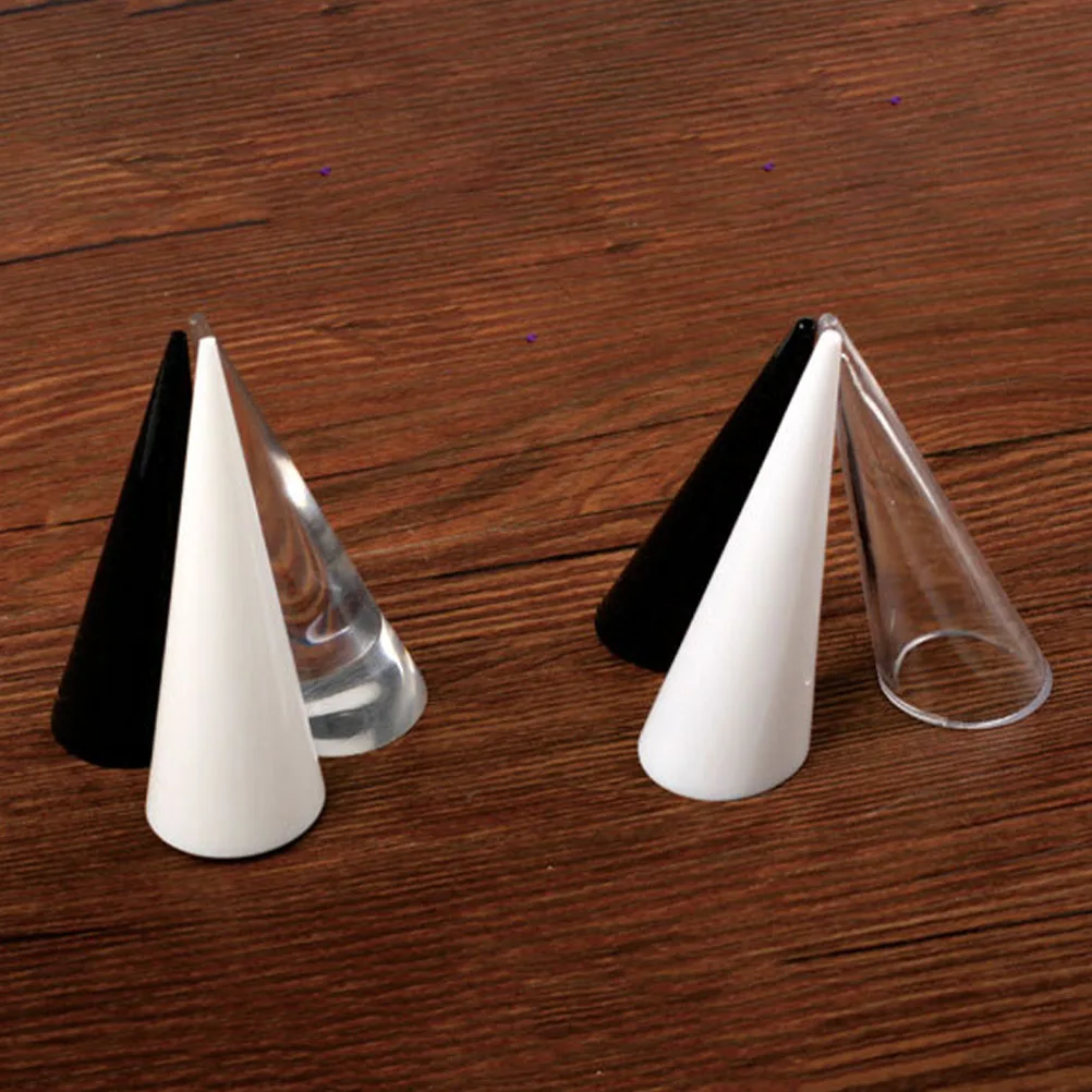 

6 Pcs Acrylic Jewelry Storage Tapered Ring Display Rack ganizer Home Store Ring Rack Showpiece Cone Shape Holder
