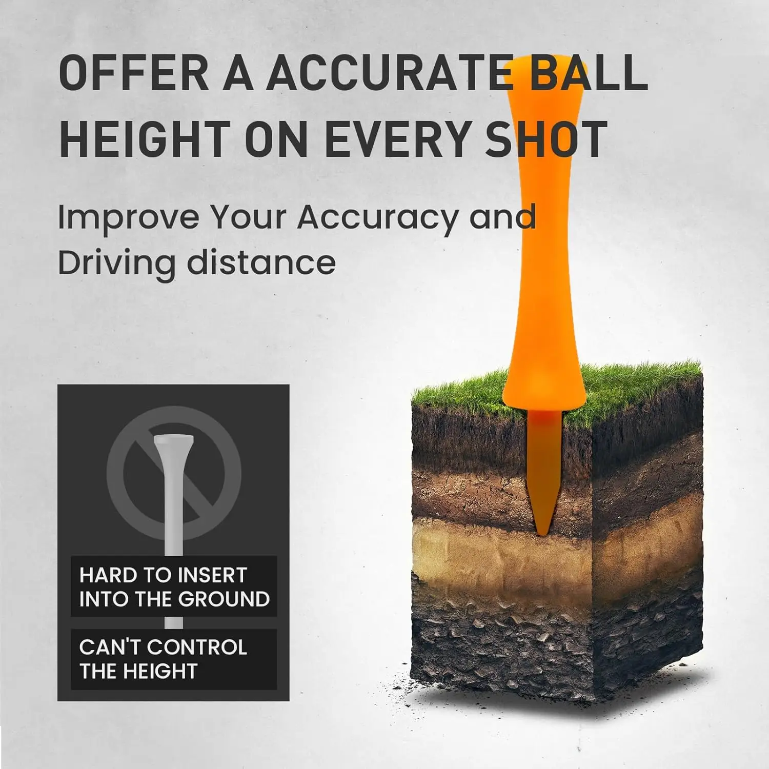 プラスチック製ゴルフキャッスルティー、ステップダウン、壊れない、混合または同じ高さ、50個入り、2 3/4インチ、2 1/4インチ、2インチ、1 3/4インチ、1 1/2インチの長さ