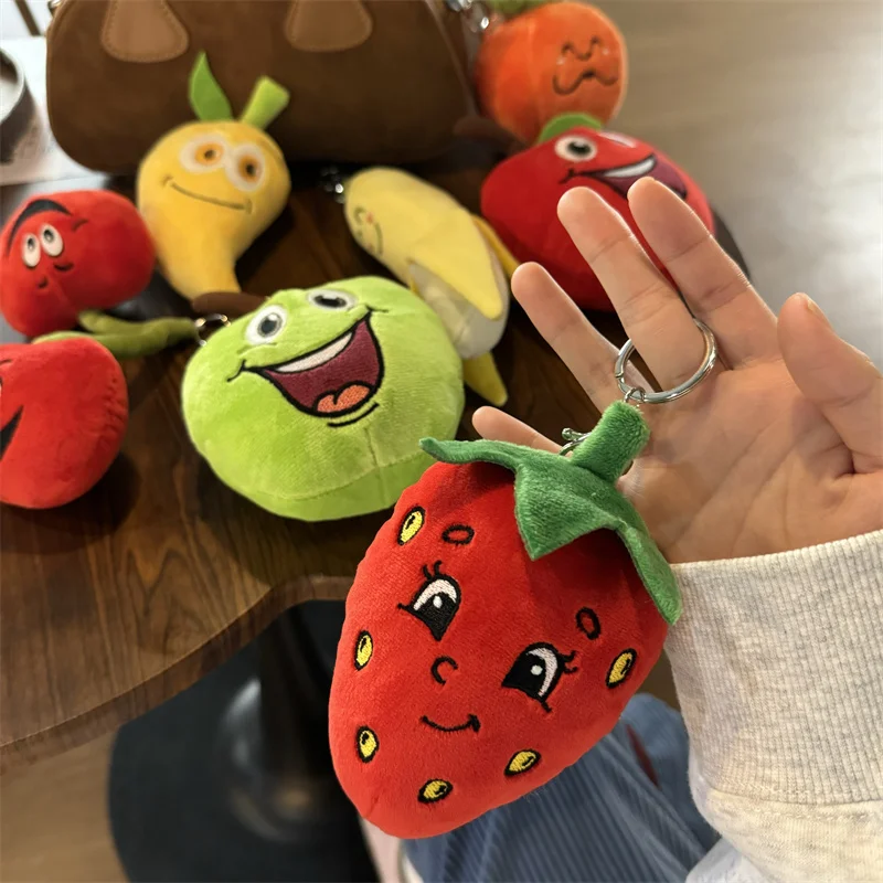 Cute Fruit Plush Toys Kawaii Soft Stuffed Plushies Toy Apple Orange Avocado Banana Mango Keychain Backpack Pendant Kids Gifts