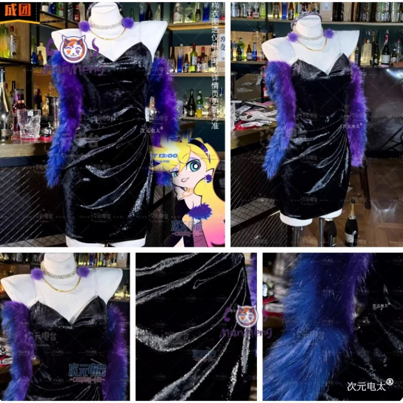 

Panty & Stocking with Garterbelt Panty·Anarchy Cosplay Costume New Women's Sexy Purple Cloak Dress Prop Halloween Christmas Suit
