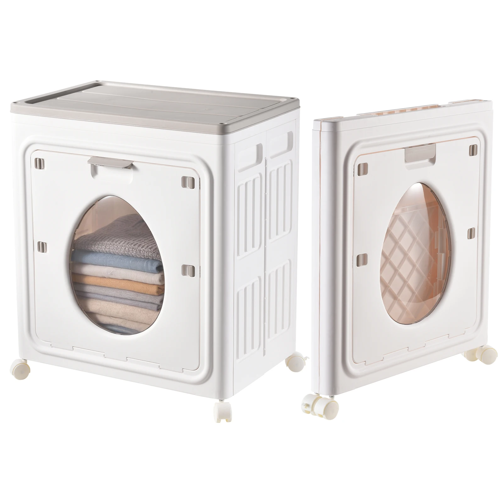

36.98 Gallon Rolling Laundry Hamper, Foldable Stackable Storage Bins with Lid for Bathroom Bedroom Apartment