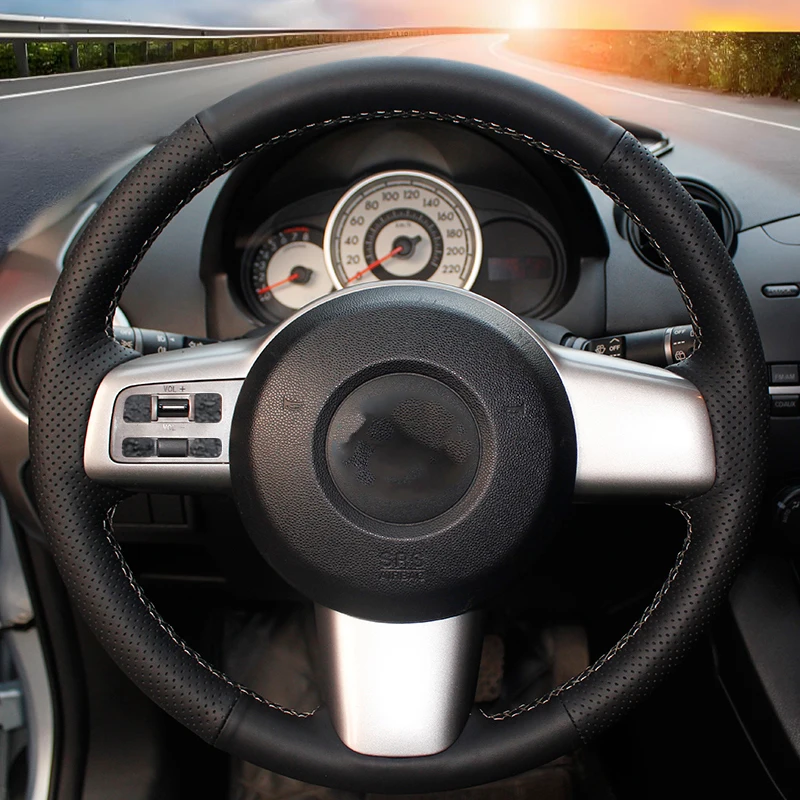 Custom Car Braid On The Steering Wheel Cover for Mazda 2 2008-2014 Auto Steering Wheel Covers Interior Accessories Car-styling