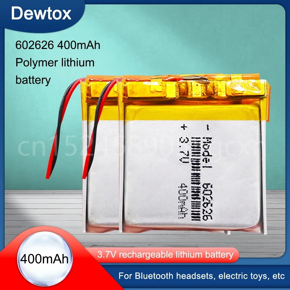 3,7 V 400 mAh 602626   Batteria ricaricabile agli ioni di litio polimerica per tachigrafo a luce LED per auto DVR auricolare Bluetooth MP3 MP4